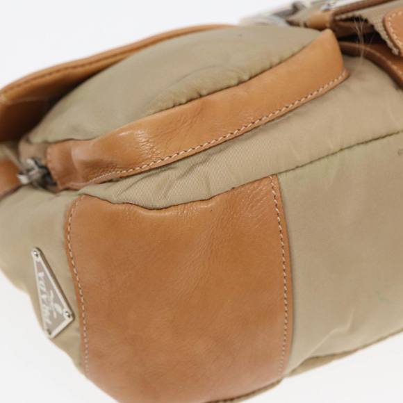 PRADA Shoulder Bag Nylon Leather Beige Auth bs16409 - Picture 14 of 16
